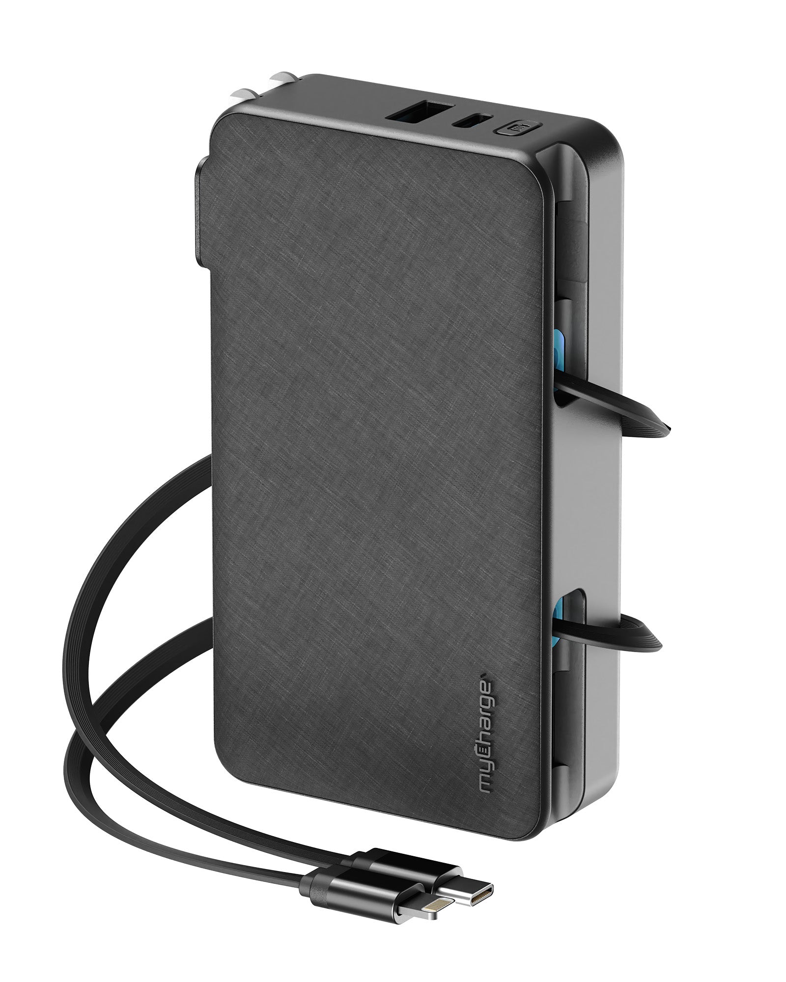 RetractaCharger 10K – 2 USB-C Cables – With Wall Plug