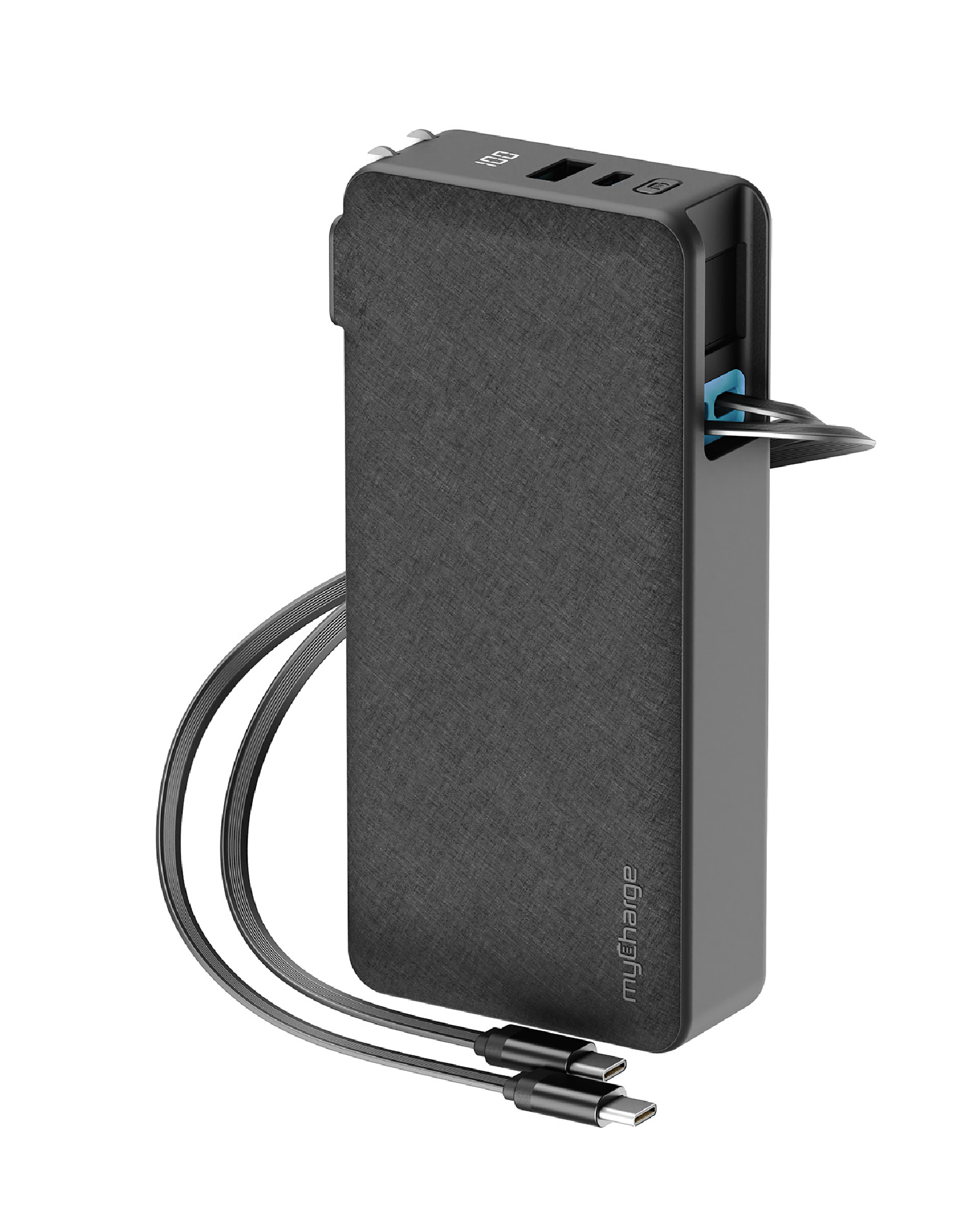 RetractaCharger 20K – 2-Cables USB-C – With Wall Plug – mycharge.com