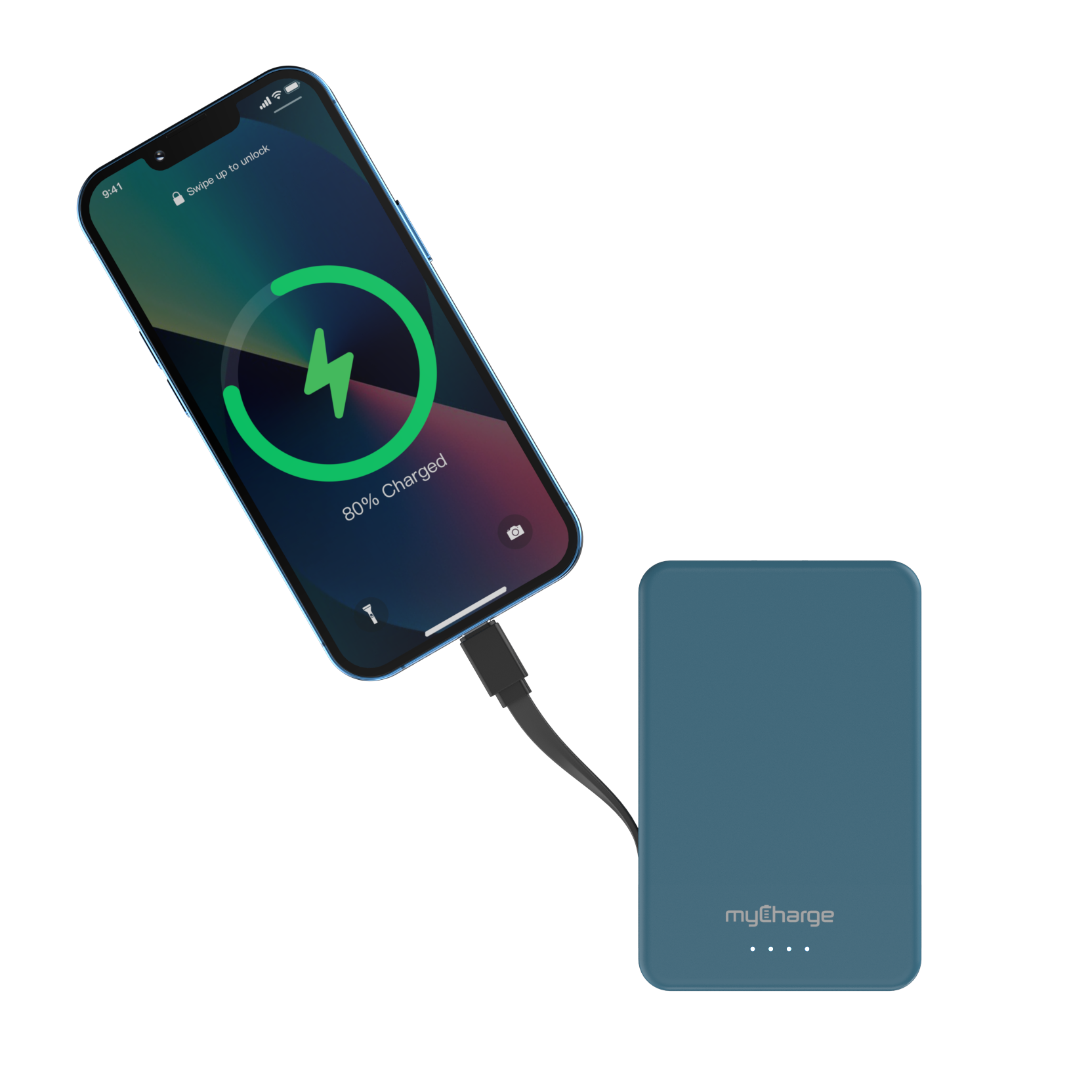 Amp™ Plus 10K Portable Charger W/Built-In Cable